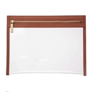 Truffle Clarity Clutch Large in Saddle Brown Leather